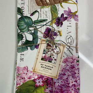 The Deborah Michel Collection Table Runner 60" Lilac and Violets 100% Cotton